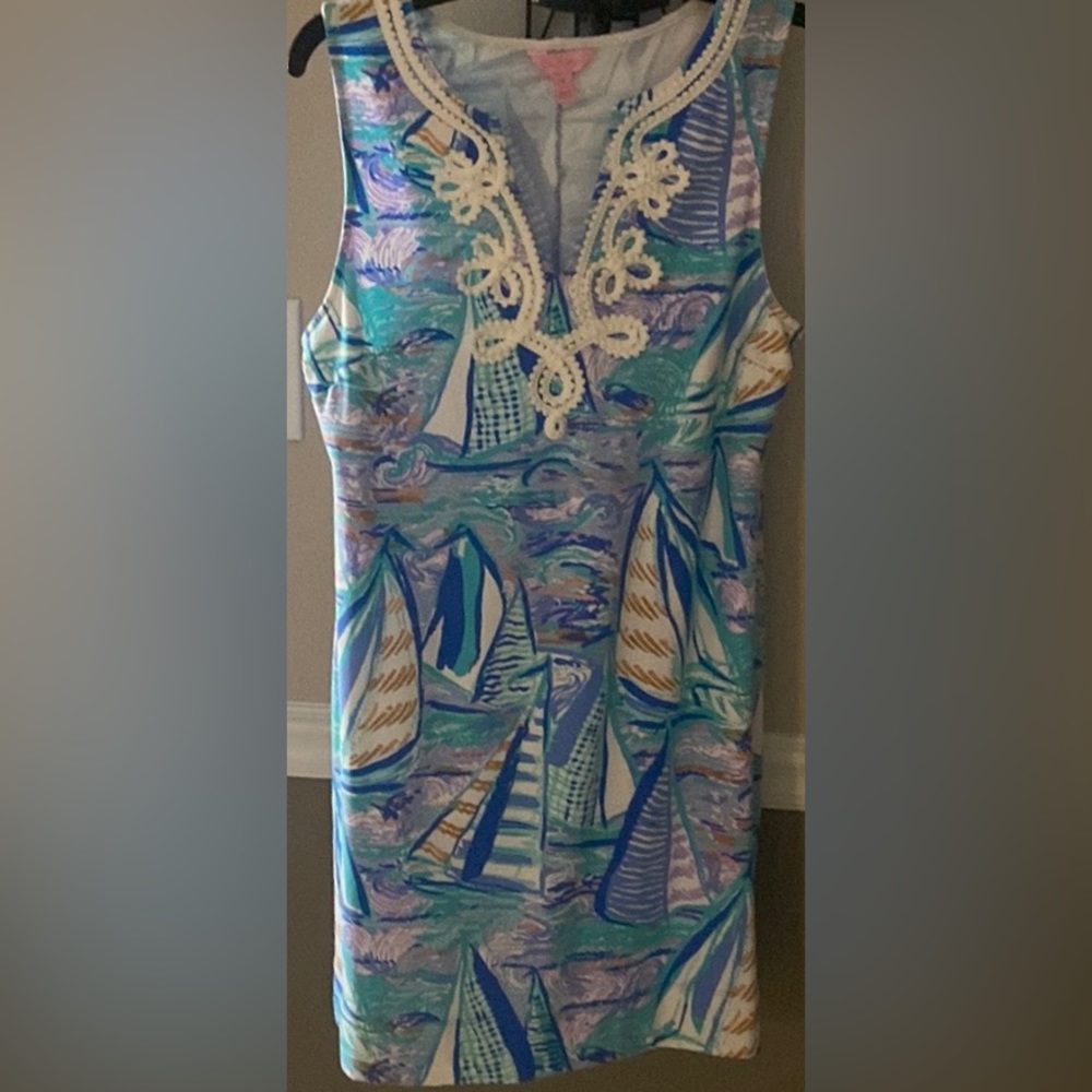 Lilly Pulitzer Shift Dress Harper Beach Bae Sailboat      Women size Medium